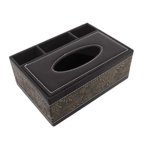 Soporte rectangular de pañuelos en piel sintética color marrón 2