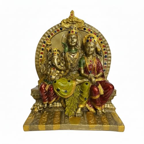 Image of Servdharm Resin Shiv Parivar Murti Idol 7.3 inch Shiva Parvati Ganesh God Idol Murti Statue God Idols Showpiece Figurine