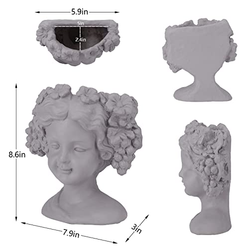 Chonsun Head Planter Flower Pot Face Planter - Unique Face Flower Pot Small Head Garden Pots Succulent Pots With Drainage Hole Cute Lady Face Vase Cactus Planter For Indoor Outdoor Plant #TOP4
