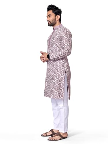 Men's Embroidery Kurta with Pajama-Elegant Ethnic Wear for Weddings, Festivals & Celebrations B-PUSH2