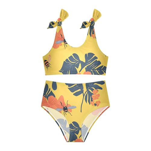 KLL Bees on Yellow Girl 2 Pieces Bikini Set Quick-Dry Bathing Suit Swimming Suits Adjustable Strap3