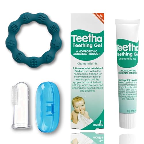 Baby Teething Gel for Babies 3 Months+ with Teetha Gel, Best Teething Relief for Babies, Soft Silicone Baby Toothbrush & Soft Silicone Teething Toy | Gift Set for Teething by GOOFIIE.