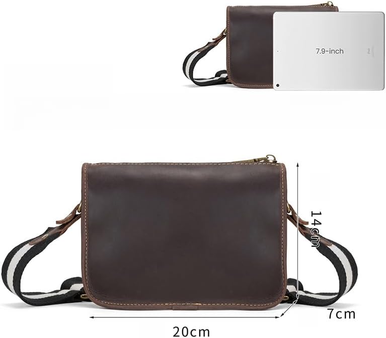 Miniatura 5 de Bolso bandolera vintage de cuero genuino para hombres y mujeres, uso diario informal de viaje