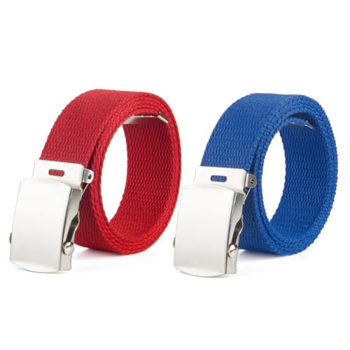 Men's Ratchet Canvas Belts, 2 Pack, Adjustable Strap, Cut-to-Fit Up to 60