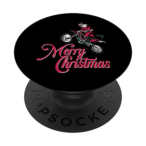 Feliz Navidad Santa Claus Dirt Bike Rider Biker Año Nuevo PopSockets PopGrip Intercambiable