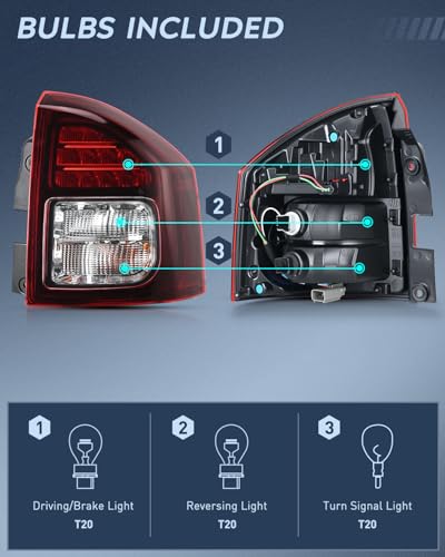 Image of Nilight Taillight Assembly Compatible with 2014 2015 2016 2017 Jeep Compass