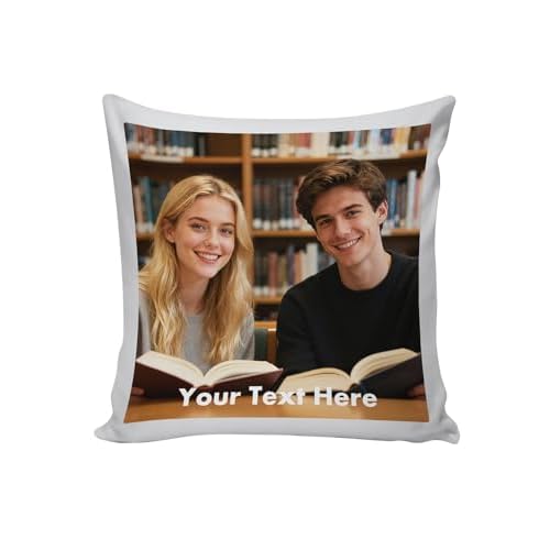 Custom4U Custom Pillow with Picture & Text Two-Sides Customized Photo Pillowcase Personalized Pillowcover Hoom Decor Love Gifts for Christmas Anniversary Wedding (Optional Pillow Insert) Sty
