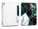 Case for iPad 10.2 Inch 9th/8th/7th Gen 2021/2020/2019, iPad Air 3 2019 10.5, Slim Clear Case with Pencil Holder,Multi-Angles Folding Y-Shaped Stand Cover, Marble Abstract Geometric
