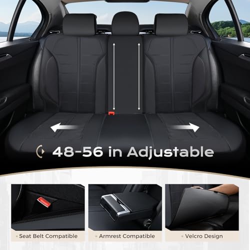 Image of Coverado Seat Cover, Car Seat Cover Full Set, 3D Air Mesh Breathable Seat Protectors Sports Carbon Fiber Design Airbag Compatible Comfort Universal for Most Cars, Van,Trucks, SUV, Black