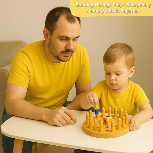 Image of Wooden Color Memory Chess Game for Kids Age 3+ | Wooden Memory Match Stick Chess Board Game | Brain Puzzle Toy for Boys, Girls & Adults | Montessori Learning & Family Game