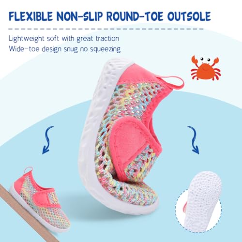Image of LeIsfIt Toddler Water Shoes Boys Girls Barefoot Aqua Socks Kids Breathable Quick-Dry Swim Shoes for Beach Pool Surf