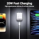 IPhone 17 16 15 Chargeur rapide, 20W USB C Bloc de charge pour iPhone 17 Pro Max/17 Air/16 Pro/15 Plus, iPad 12/11 inch/Mini/6 Gen,Adaptateur mural de puissance Cube Brick/6ft Câble de type C à C long
