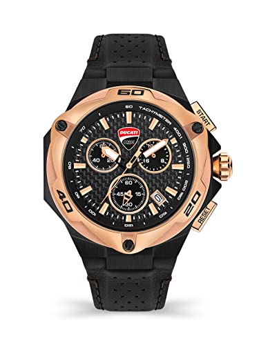 Montre Chronographe Ducati Sportive - Boîtier Acier 49mm, Bracelet Silicone Rouge/noir - Homme
