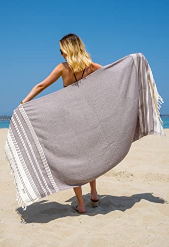 Demmex Certified 100% Organic Cotton & Organic Dye Prewashed Xl Diamond Weave Turkish Cotton Towel Peshtemal Blanket For Bath,Beach,Pool,Spa,Gym, 71X36 Inches,14 Oz (Coffee) #TOP3