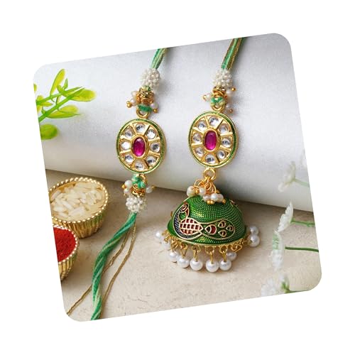 Image of eCraftIndia Set of 2 Multicolor Panda and Elephant Kids Rakhis with Roli Chawal Pack
