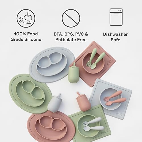 Image of Ezpz Happy Bowl Silicone Placemat + Dish Pale Pink