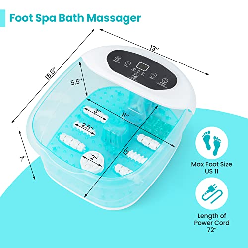 Image of Giantex Foot Spa with Heat and Massage - Feet Bath Soak Tub w /Bubble, Vibration, Removable Pedicure Stone, Massage Beads, Auto Shut-Off, Relieve Feet Stress, Pedicure Foot Soaker Tub (Turquoise)