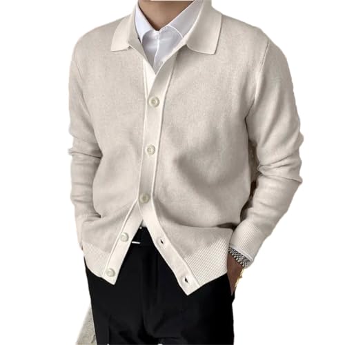 Men's Four-Season Lapel Long-Sleeved Button-Knitted Casual Slim-Fit Knitted Cardigan Sweater