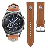 COHOLL Cinturino in pelle compatibile con Samsung Gear S3/Galaxy Watch 46 mm/Galaxy Watch 3 45 mm, 22 mm Rivetti in vera pelle cinturino di ricambio per Huawei Watch GT 4/3/2 46 mm/Garmin