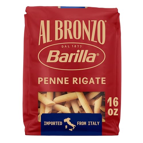 Barilla Al Bronzo Penne Rigate Pasta 16 Oz., Bronze Cut, Created From High Quality Durum Wheat, Imported From Italy, Non-Gmo, Kosher