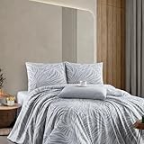ZIRVEHOME Bettwäsche 200x200 cm 3-teilig Grau Bettbezug 200x200cm modernes Zebra-Streifen-Design in stilvollen Grau und Weißtönen. Baumwolle Bettwäsche-Set 200 x 200 cm. Zebra