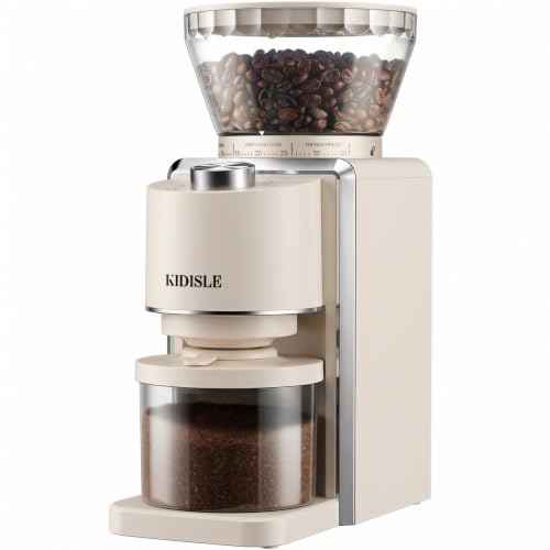 KIDISLE Conical Burr Coffee Grinder 2.0, Electric Coffee Bean Grinder for Precise Grinding, 35 Settings, 2–12 Cup Selector, Anti-Static Design for Home Use, Beige