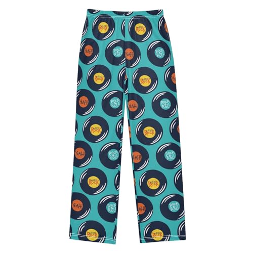 Rock Records Plates Blue Boys Pants for Kids Jogger Pants with Pockets S-XL