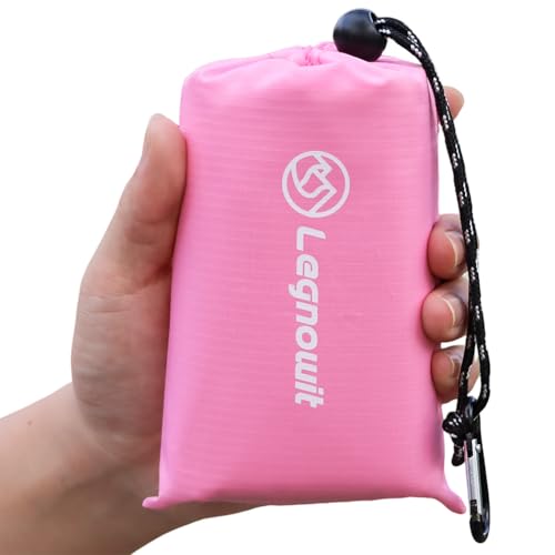 Legnowit Outdoor Pocket Blanket, 55"x60" Waterproof Foldable Compact Small Pincic Blanket, Ultralight Tarp for Camping, Festival, Beach, Hiking, Backpacking, Travel and More, Stakes Included