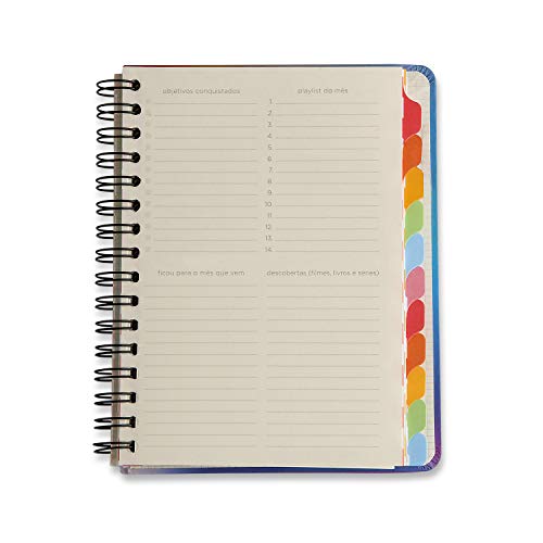 Planner Wire-o Tropical Fauna, Cicero, 3595, Multicolorido, Mensal e Semanal, 75 Folhas, Papel Pólen
