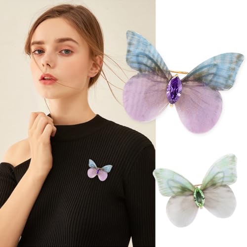 Image of 3D Butterfly Brooch Pins Beautiful fabric butterfly Pin Decorative Pins Art Curtain Crafts Decoration Home Decor Accessory