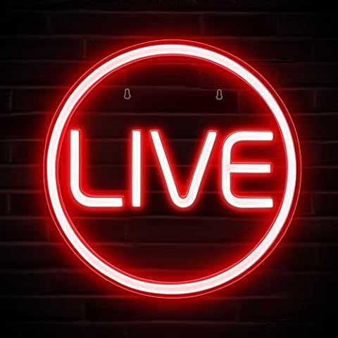 Lumoonosity LIVE Neon Signs - LED Live On Air Neon Lights for Twitch, Tiktok, Youtube Streamers/Gamers - Cool Live Streaming/Recording Sign - Round Led Sign for Studio, Wall, Bedroom, Game Room Decor Cover