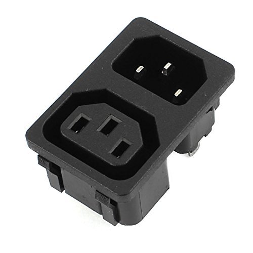 Echocart-Black-AC250V-10A-2-Way-IEC-C14-C13-Inlet-Power-Socket-Adapter