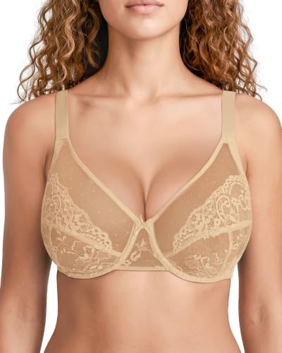 As Fairy Damen Spitzen Push-Up BH mit Bügel für Starker Halt Große Brüste | Breite Träger, Minimizer Komfortabler Alltag BH, Transparentes Netz, Atmungsaktiv und bequem ohne Polste