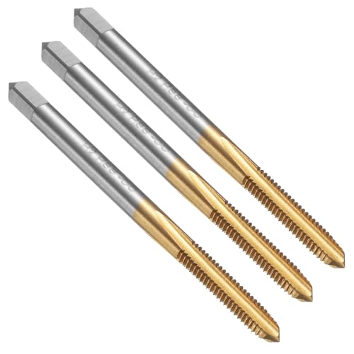 uxcell 3pcs Straight Flute Thread Tap, M4 x 0.7 Metric Titanium Coated Screw Threading Tapping Tool Thread Milling Machine Taps, M35 High Speed Steel with Cobalt