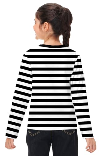 Image of Remimi Kids Striped Shirts Long Sleeve Boys Girls Crew Neck Holiday Tshirts 3-14 Years