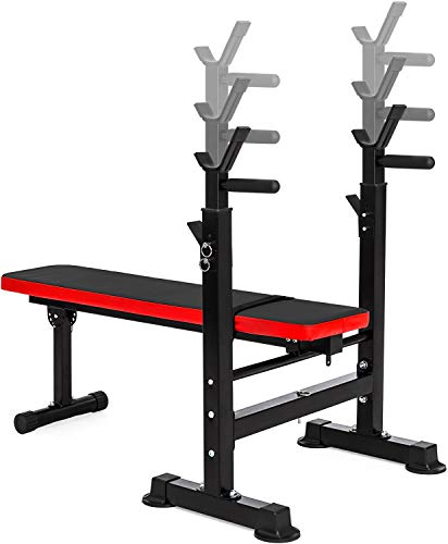 BalanceFrom RS 40 Adjustable Folding Multifunctional Workout Station Adjustable Olympic Workout Bench with Squat Rack, Black