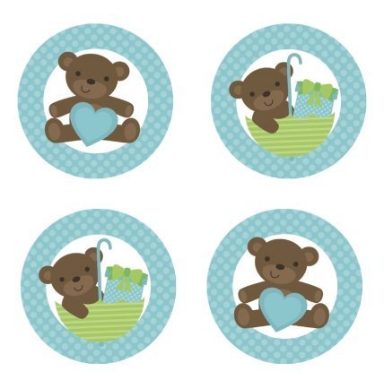 Teddy Bear {Blue} Edible Cupcake Toppers Decoration #TOP10