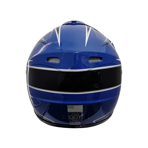 HHH Helmet for Youth and Kids, Full Face with Visor, DOT Certified, Flip-Up Design (Blue, Small) - Thumbnail 2