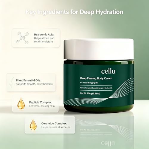 Tdips Cellu Deep Firming Body Cream, Firming Body and Neck Cream, Containing Hyaluronic Acid and Plant Essential Oils, Intense Hydration for Smoother-Looking Skin — view 3