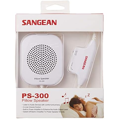 Sangean PS-300 Pillow Speaker with In-line Volume Control and Amplifier (White) Cover