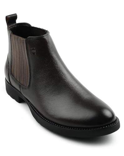 Image of Liberty Healers J757-01 Mens High Tops Chelsea Boots - Dark Brown | Synthetic Leather, Cushioned Footbed | Suitable for Wedding, Office Soft Cushioned Insole, Comfortable Fit
