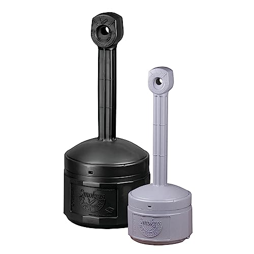 Justrite 26806D Polyethylene Personal Smokers Cease Fire Cigarette Butt Receptacle, 1 Gallon Capacity, 11" Od X 30" Height, Deco Black #TOP3