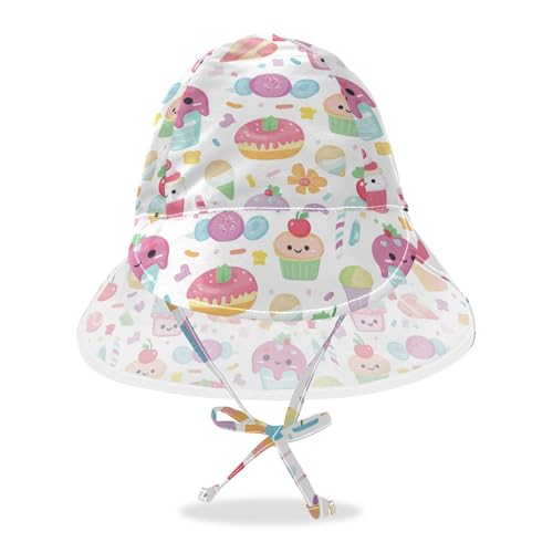 Cartoon Cute Color Ice Cream Dessert Toddler Boy Girl Beach Hat Baby Boys Beach Girls UPF 50+ Protection Neck Flap Traveling Camping