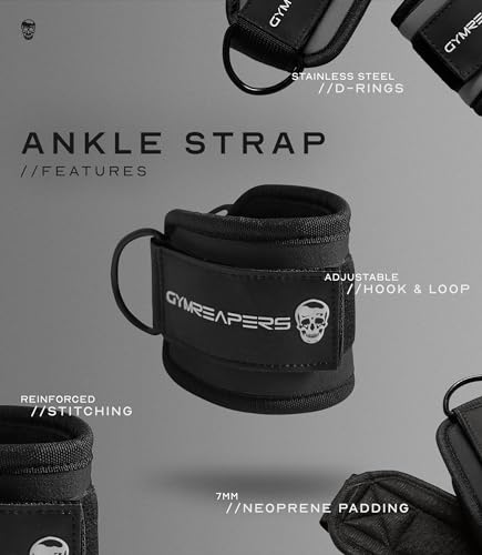 Gymreapers GR-ANKLESTRAPS-BLACK Ankle Straps (Pair) For Cable Machine Kickbacks, Glute Workouts, Lower Body Exercises thumb #5