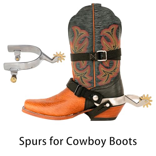 Watris Veiyi 1Pair Horse Spurs for Men Women, Stainless Steel Boot Spurs, Not Rust Spurs Accessories, American Type Cowboy Spurs, Gear Spurs Equestrian Gear - Thumbnail 4