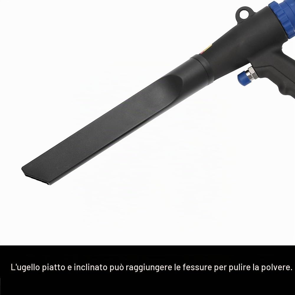 Kit Pistola ad Aria Compressa, Compressore Spolverino con Pistola Pulizia Soffiaggio/Aspirazione, Tubo Estrazione 100 cm, 3 Diversi Attacchi per Ugelli e Sacchetto per la Conservazione della Polvere