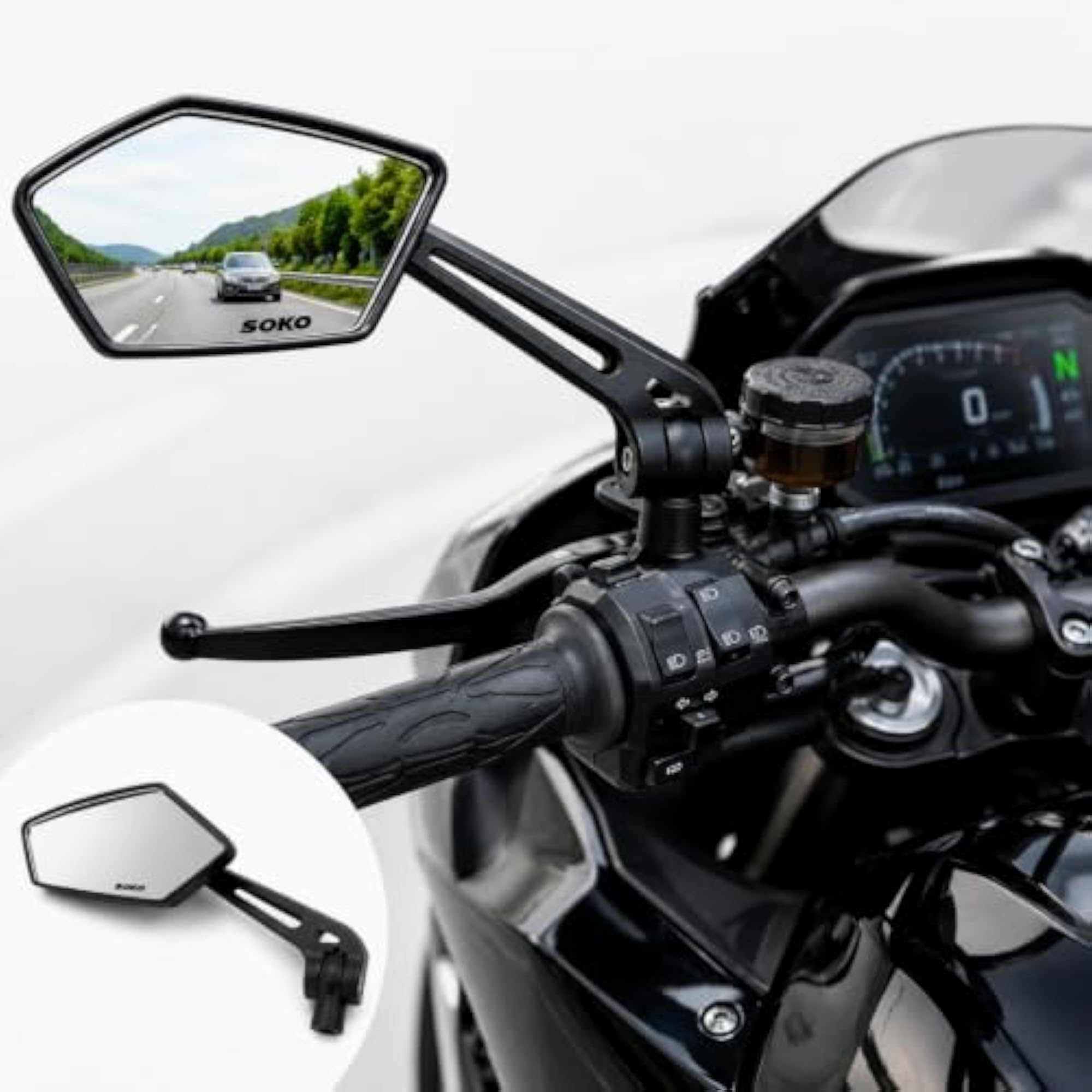 Angular Motorcycle Rear View Mirror Set