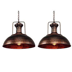 16.14″ Farmhouse Pendant Light, Rustic Vintage Hanging Light Fixture Barn Dome Lampshade Ceiling Mount Lamp for Kitchen Island Dining Room