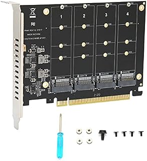 Seacanl PCIe Adapter, 4 Port Adapter Card M.2 (M-Key) SSD to PCIEx16 Expansion Card, NVME Adapter Hard Drive Converter Reader Desktop PC Installation Support 2230 2242 2260 2280(ph44)