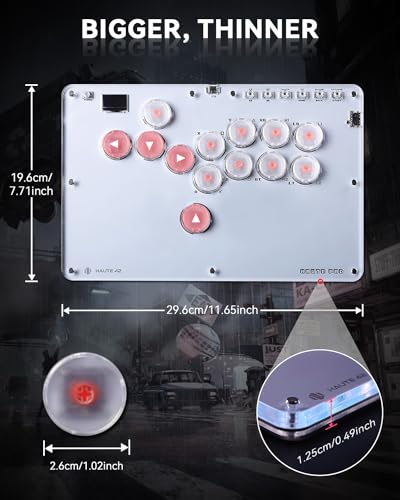 Image of Haute42 13-Key Leverless Arcade Controller, RGB Fighting Stick (White) | Supports Hot Swap & SOCD, Compatible with PC /Ps3 /Ps4 /Switch /Steam